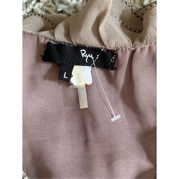 RYU ANTHROPOLOGIE ruffle chiffon GRAY party DRESS sz L - Picture 4 of 9